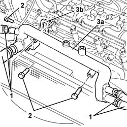 TURBOCHARGER - EXHAUST MANIFOLD - HOSE CONNECTED TO EXHAUST PIPE - R.R.