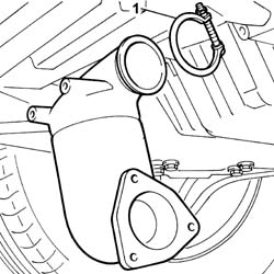 TURBOCHARGER - EXHAUST MANIFOLD - HOSE CONNECTED TO EXHAUST PIPE - R.R.