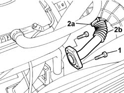 TURBOCHARGER - EXHAUST MANIFOLD - HOSE CONNECTED TO EXHAUST PIPE - R.R.