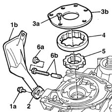 Engine oil pump, removed - check at bench