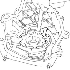 Engine oil pump, removed - check at bench